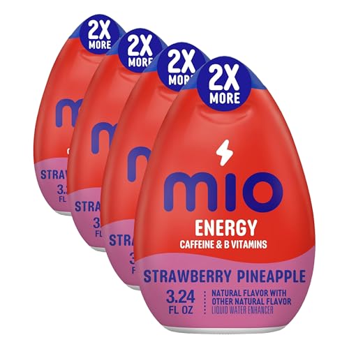 Image of MiO Energy Strawberry Pineapple Smash Naturally Flavored with other natural flavors Liquid Water Enhancer Drink Mix with Caffeine & B Vitamins with 2X More (3.24 fl. oz. Bottle) (Pack of 4)