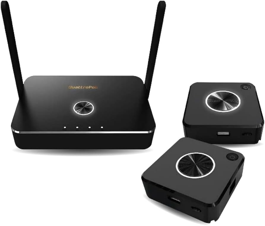 QuattroPod | 5G WiFi Wireless Presentation Facility HDMI Transmitter & Receiver for Streaming 4K from Laptop, PC, Smartphone to HDTV/Projector