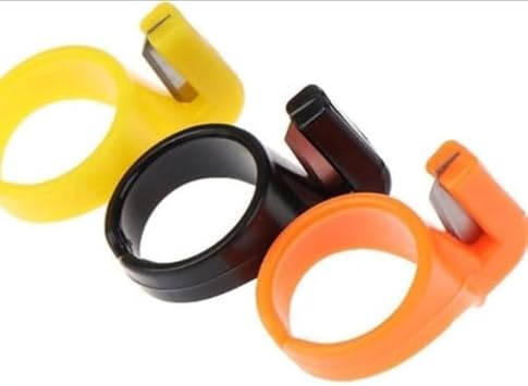 3Pcs Plastic Sewing Thimble Set with Thread Cutter, Needle Craft Ring Tools, Finger Blade Yarn Cutting Accessories for DIY Household Sewing