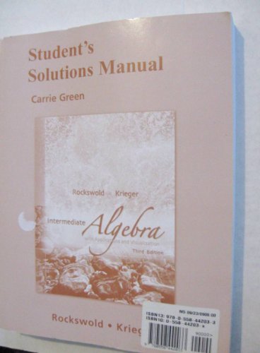 Student Solutions Manual for Intermediate Algeb... 0321523504 Book Cover