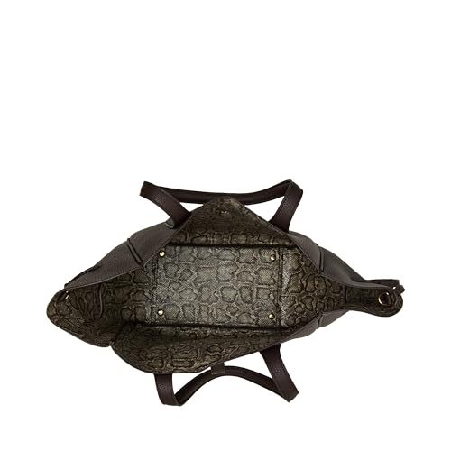 Anne Klein Womens Large Tote with Convertible Strap, Espresso/Snake-Brown Tonal4