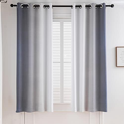 Grey Ombre Curtains Grommet Curtains 84 Inch Long Living Room Gradient Blackout Curtain Room Darkening Curtain Thermal Insulated Window Treatment Set, 2 Panels Grey White Each 52 x 84 inch