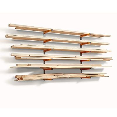 Bora Portamate PBR-001 Wood Organizer and Lumber Storage Metal Rack with 6-Level Wall Mount - Indoor and Outdoor Use