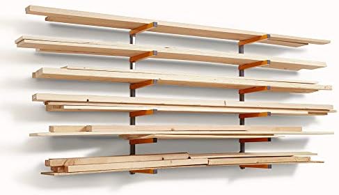 Bora Wood Organizer and Lumber Storage Metal Rack with 6-Level Wall Mount – Indoor and Outdoor Use, In Orange | PBR-001