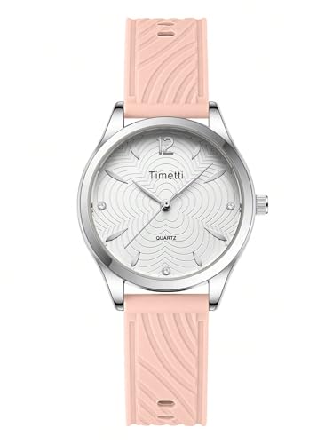 ALCENTIS Montre Femme Bracelet Silicone Doux et résistant - Look très Tendance - Design Moderne (Bracelet Beige - Cadran Blanc)