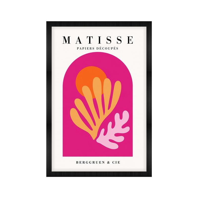 Image of Abstract Cut-Outs Premium Framed Wall Poster (12x18 Inch) | Pink Orange & Cream Botanical Wall Art | Modern Colorful Aesthetic Decor for Bedroom, Living Room, Office & Workspace | Ready-to-Hang Frame