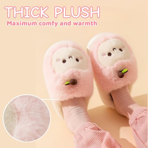 Cute Apple Fuzzy Slippers for Women, Womens Fluffy Plush Warm Memory Foam House Slippers3