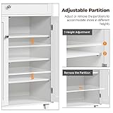 Yaheetech Shoe Cabinet, Wooden Storage Cabinet Organizer with 1 Drawer & 2 Doors, Modern 4-Tier Shoe Rack with Adjustable Shelves for Living Room, Hallway, Bedroom, White - Image 7