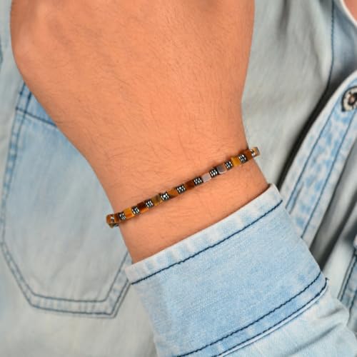 Pulsera ajustable para hombre con piedra cuadrada y cadena de acero inoxidable miniatura 2