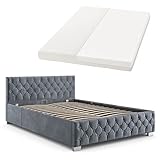 bett 140x200 ohne matratze ✅ Modernes Design: Gemütliches Polsterbett mit Samtbezug & eleganter Chesterfield-Steppung; indirekte Beleuchtung mit sparsamen LEDs; ideal auch für kleine Schlafzimmer & als Gästebett