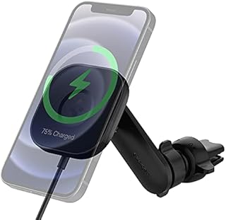 Spigen OneTap Pro Magfit Fast Wireless Car Charger Mount Designed for Magsafe, Car Phone Holder Compatible with iPhone 14 Pro Max, 14 Pro, 14, 14 Plus, iPhone 13 and iPhone 12 Models - Airvent