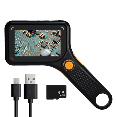 Digital Microscope Handheld 500X with 3.0" IPS Screen, Autofocus, 4GB TF Card, Portable USB Microscope Coin Magnifier with 8 LED Lights for Photo and Video, Windows/MacOS Recording & Transmission