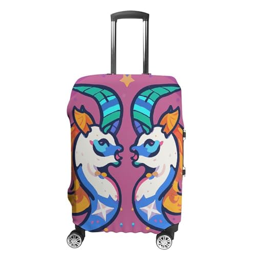 Elastic Luggage Cover Protector Gemini Washable Suitcase Sleeve Durable Travel Suitcase Case Cover with Zipper Openings Fits 19-32 Inch Luggage (M)