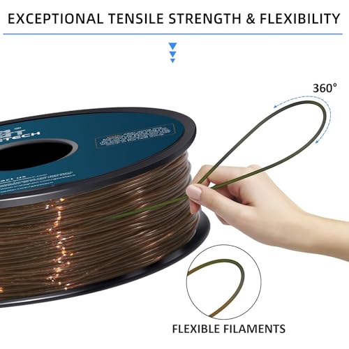 Image of Geeetech TPU Filament 1.75mm, Shore 95A - Flexible 3D Printer Filament with High Elasticity, 1KG (2.2lbs) Spool, Dimensional Accuracy ±0.03mm, Fits Most FDM Printers (Clear Brown)