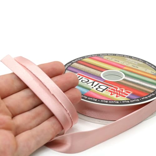 Image of Fold Satin Bias Tape - 99+ Colors - 3 /4 Inches Wide - 27 Yards - Fold Satin Binding Bias Ribbon Fabric Piping Bias Binding Tape for Sewing Clothing DIY (87. Blush Peach) BYS87