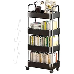 Estanterias Para Lavadero Ikea Carro de almacenamiento, carro utilitario rodante deslizable de 3/4 niveles, estante de almacenamiento con ruedas, organizador de estantería multiusos, para sala de estar, cocina, baño, lavadero