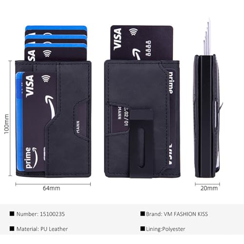 Mens slim Wallet RFID Shielding metal wallet card wallet for Men, Minimalist Wallet For Men Includes Cash clip (Black)2