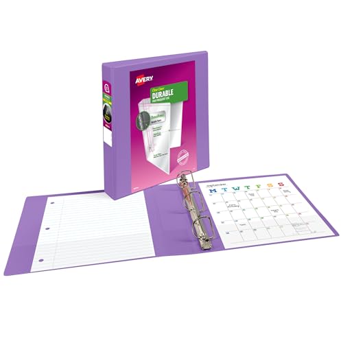 Image of Avery Durable View 3 Ring Binder, 1.5 Inch Slant Rings, Lavender Binder (17084)