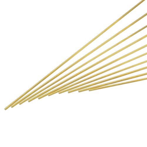 Image of sourcing map 2mm x 500mm Brass Round Rod, Metal Solid Shaft Rods Lathe Bar Stock for DIY Crafts Model Car Helicopter Airplane 10pcs