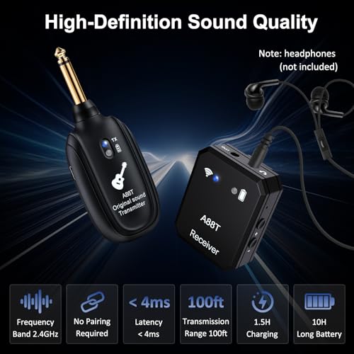 INGPARTNER Wireless in Ear Monitor System 2.4GHz Wireless IEM System with Transmitter, Clip on Receiver Auto-Pairing in-Ear Monitoring for Studio, Guitar, DJ, Live Performance