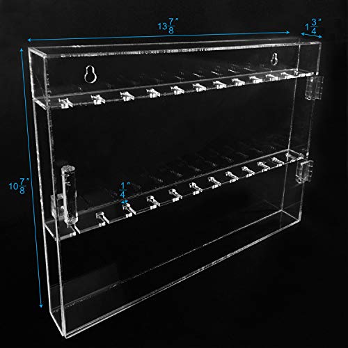 Ikee Design Premium Acrylic 24 Souvenir Spoon Display Case, Wall Mountable or Tabletop, Magnetic Door Closure, 13.875 x 1.75 x 10.875 Inches