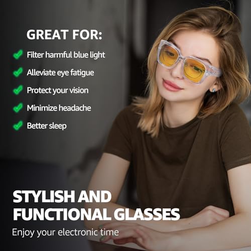 Image of SIPHEW Blue Light Blocking Fit Over Glasses for Women, Fashion Computer Gaming Phone TV Glasses Anti Eyestrain, Sleep Better