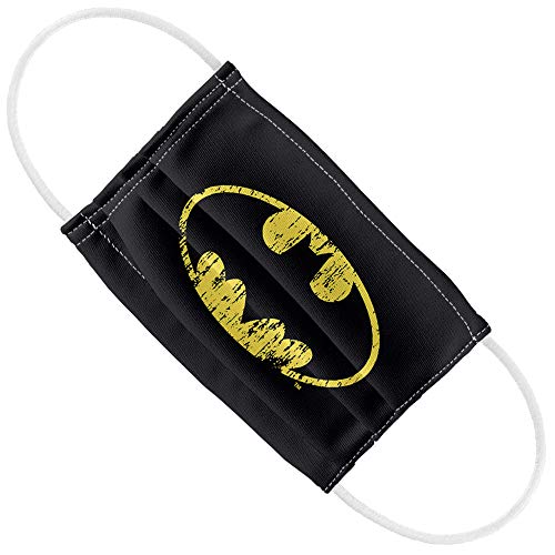 Batman Kids Classic Logo Distressed 1-Ply Reusable Face Mask Covering with Adjustable Nose Wire
