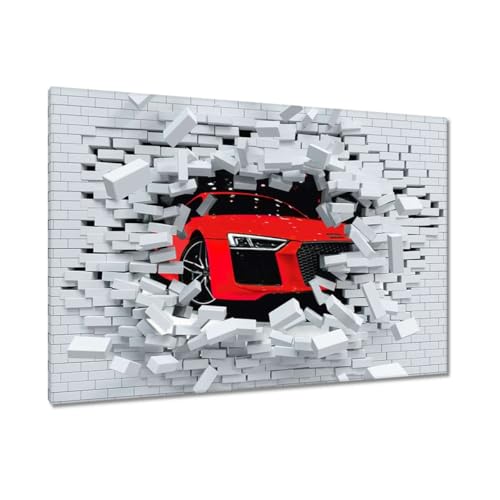 Voiture de sport rouge pour raviver un mur vide peinture imprimée sur toile 120x80