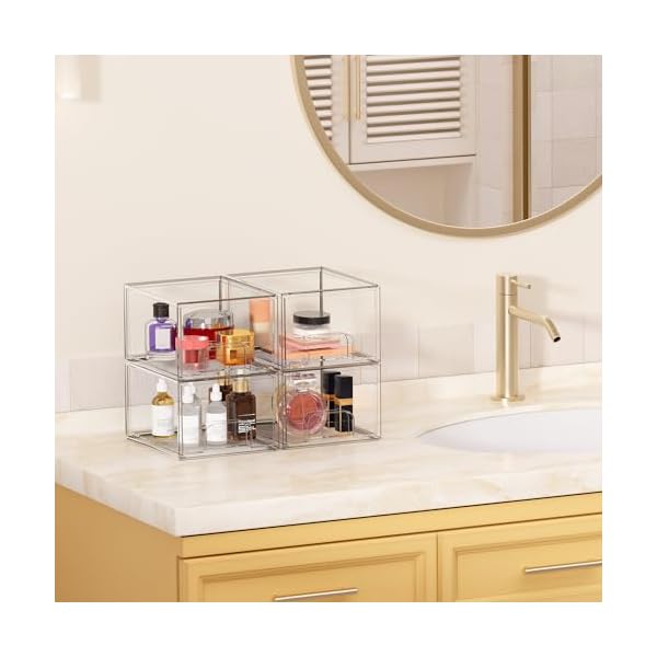 Vtopmart 2 Stück Schubladen Organizer, Transparent Badezimmer Organizer mit 16 Rutschfeste Matte, Schminktisch Organizer für Badezimmer, Schminktisch, Unter Waschbecken – Bild 8
