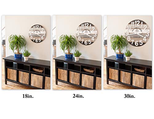 Oldtown Clocks 18" Wooden Multi-Color Maritime Coastal Beach Large Number Wall Clock (Gray, 18 Inch) #TOP5