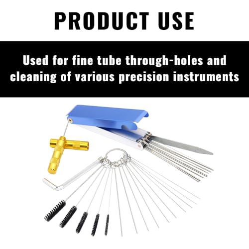 Image of Carburetor Cleaning Kit, Carburetor Tool, Stainless Steel 13 Cleaning Wires Set + 5 Nylon Brushes + 10 Cleaning Needles +1 Throttle Wrench + 1 Sharp Pick, Torch Tip Cleaner for ATV Welder Carb