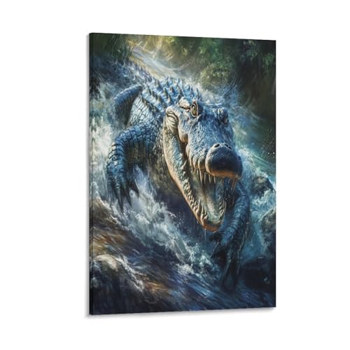 Toile crocodile pour décoration murale moderne salon 50x75cm