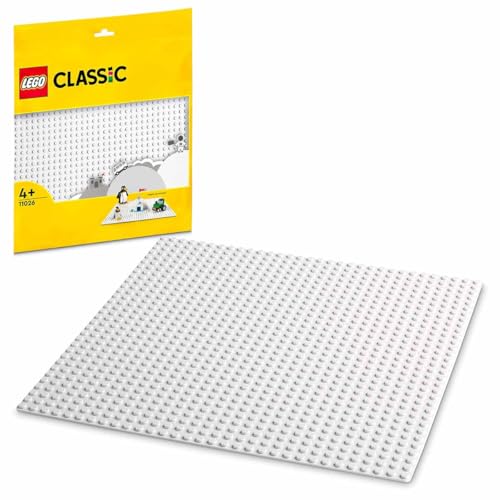 LEGO Classic Base Bianca, Tavola per Costruzioni Quadrata con 32x32 Bottoncini, Piattaforma Classica per Mattoncini per...