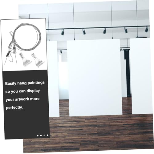 Image of VILLCASE 2Set Heavy Duty Picture Hanging Hardware Adjustable Wire Kit with Hooks for Securely Hanging Art Photos and Mirrors for Versatile Use