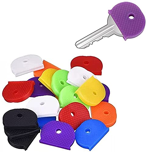 24Pcs Rubber Keycaps Silicone Key Identifier Caps Coloured Key Covers,Half Round Key Covertag Key Handle, Round Key Handle Nice and Deft