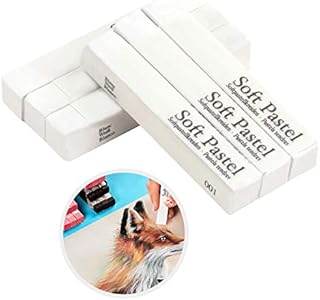 6 Pcs Soft Pastel Drawing Chalk Art Set, Soft Square Sketching Pastels Chalk Blocks Art Design Pastel Painting Sticks Ideal for Beginners, Artists, Amateur Painters, Children, Kids, Students White
