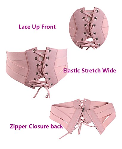 Yoli Women's Stretch Elastic Wide Band Lace-Up Waspie Corset Waist Belt Cinch #TOP6
