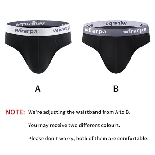 wirarpa Men's Cotton Stretch Briefs Underwear Soft Wide Waistband Support No Fly Underpants Assorted Color 4 Pack Large