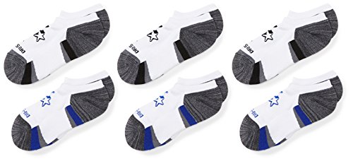 Starter Boys' 6-Pack Athletic No-Show Socks, Amazon Exclusive, White, Small (Shoe Size 9-3.5)