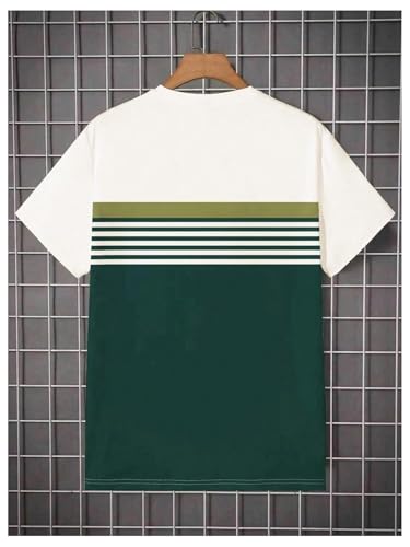 Image of RoseSeek Men's Color Block Short Sleeve Tee Shirts Casual Crewneck T Shirt Trendy Summer Tops