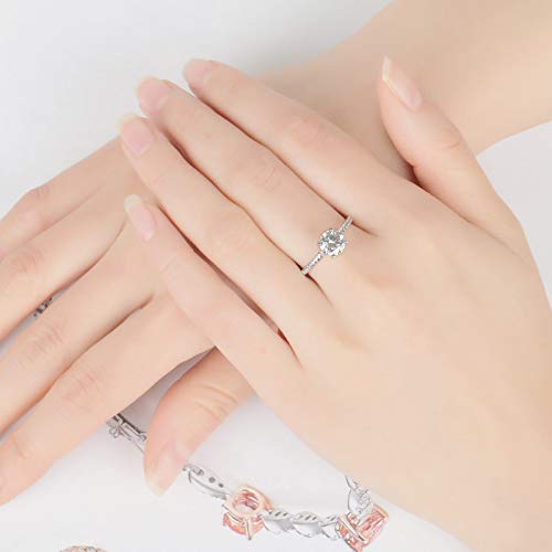 Conjunto de joyas de plata 925 con anillo y collar redondo de circonitas para mujer 2