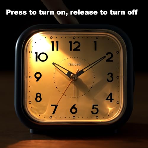 Image of Tinload 4.3 inch Vintage Retro Analog Alarm Clock, Super Silent Non Ticking Clock with Manual Light, Snooze, Battery Operated, Simply Design, for Living Room, Bedroom, Bedside, Desk(Blue)