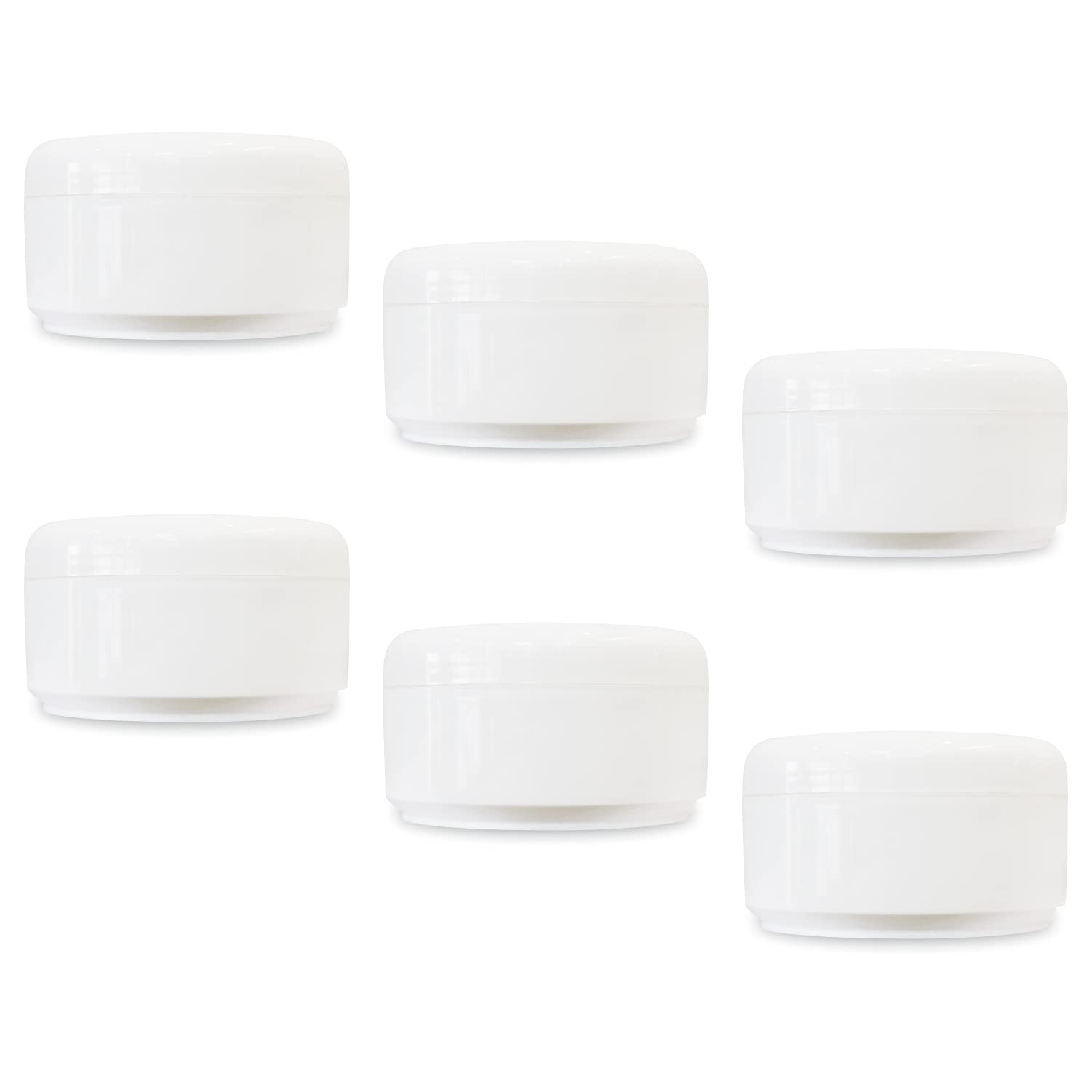 White Rounded Plastic Jar with Lid Refillable Make-up Cosmetic Empty Jars for Face Cream, Eye Shadow, Lip Balm, Lotion, Storage Container Pot Case 7.05 oz/ 200 gm (200 gm (Pack of 6))