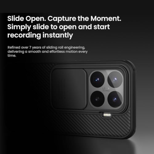 Image of CamShield Pro Back Cover Case for Xiaomi 17T, Slide Camera Lens Protection, Shockproof Hard PC + TPU Slim Anti-Fingerprint Scratch Resistant Mobile Phone Cover Made for Xiaomi 17T 5G (Black)