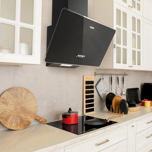 CIARRA CBCB6750 Dunstabzugshaube 60cm Umluft Kopffreie Schräghaube 350m³/h Abluft 3 Stufen Wandmontage Abzugshaube Schwarz