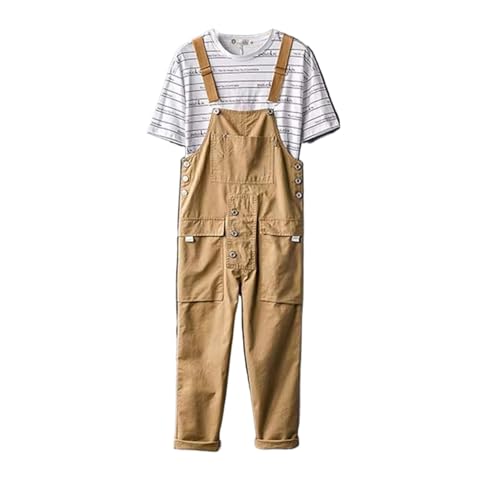 Salopette de printemps homme WOLONG en coton kaki coupe droite décontractée