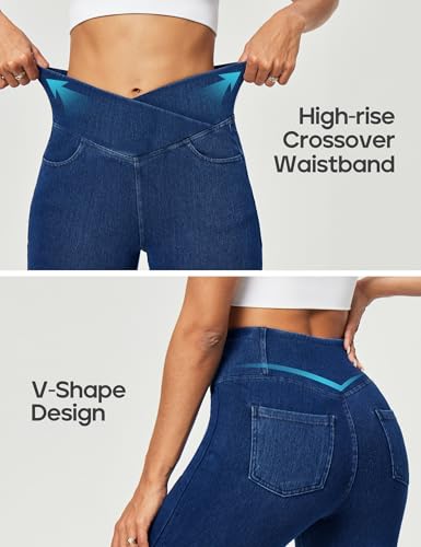 Heathyoga Crossover Jeggings for Women Tummy Control Pull on Stretchy Jeans for Women High Waisted Skinny Jeans4