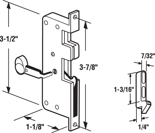 Slide-Co 12137 Mortise Style Sliding Screen Door Latch