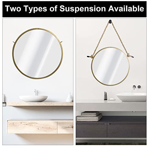 Lansi 15.75” Gold Round Mirror - Circle Wall Mirror With Metal Frame And Rope, Wall Decorative Mirror For Bathroom Vanity, Entryway Living Room Home Decor #TOP5