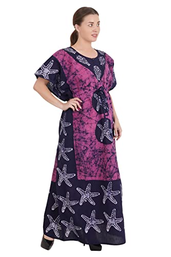 Image of Onekbhalo Women's Cotton Floral Kaftan Nighty Maxi Gown (OK Free Size)
